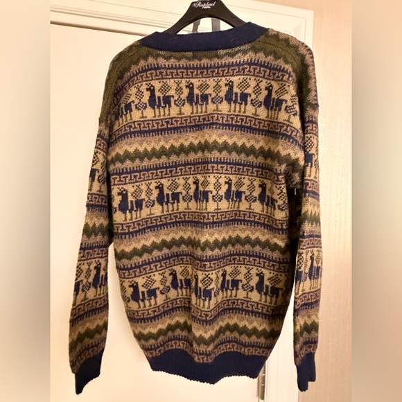 SEBASTIE Alpaca Wool Cardigan Sweater Llama Pattern Vintage Style - Picture 2 of 6